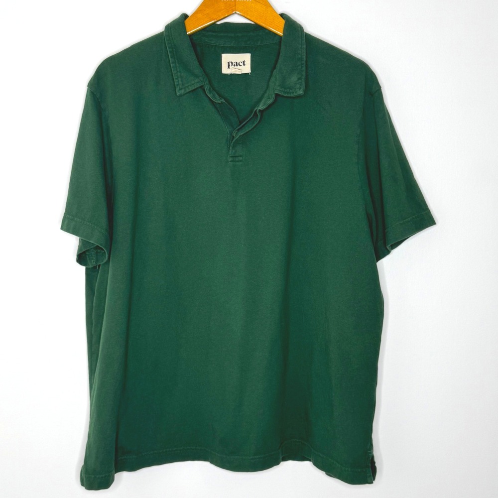 Pact mens green short sleeve polo shirt‎ XL